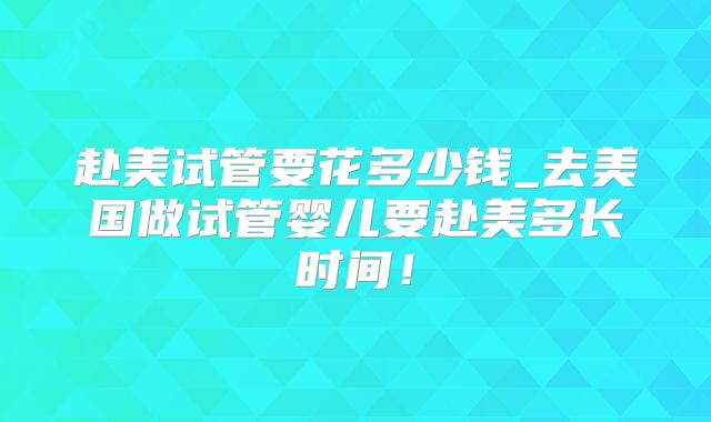 赴美试管要花多少钱_去美国做试管婴儿要赴美多长时间！