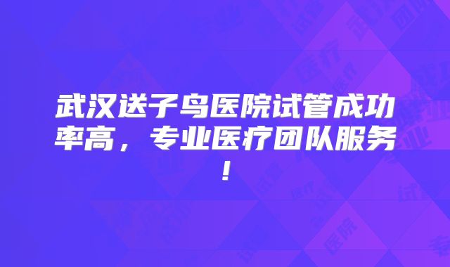 武汉送子鸟医院试管成功率高，专业医疗团队服务!