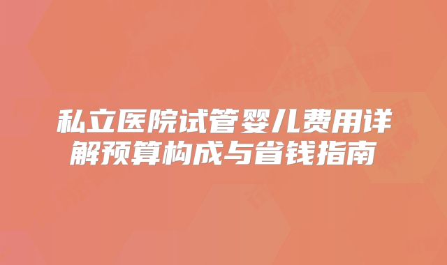 私立医院试管婴儿费用详解预算构成与省钱指南