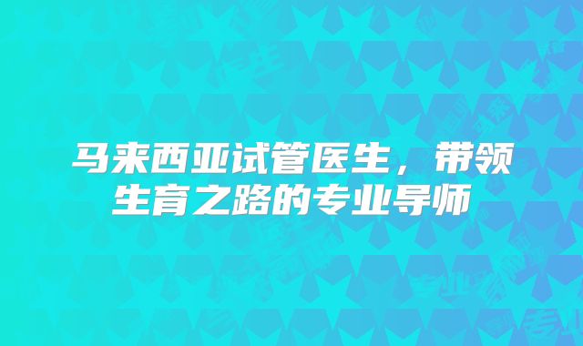 马来西亚试管医生，带领生育之路的专业导师