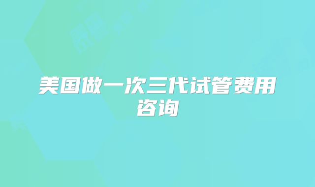 美国做一次三代试管费用咨询