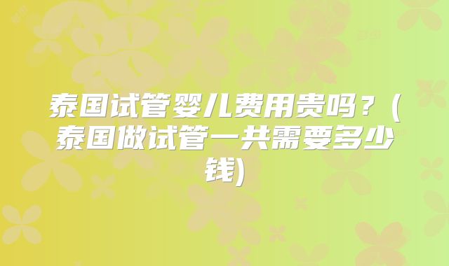 泰国试管婴儿费用贵吗？(泰国做试管一共需要多少钱)