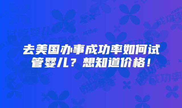 去美国办事成功率如何试管婴儿？想知道价格！