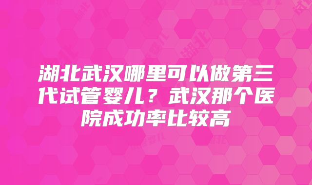 湖北武汉哪里可以做第三代试管婴儿？武汉那个医院成功率比较高