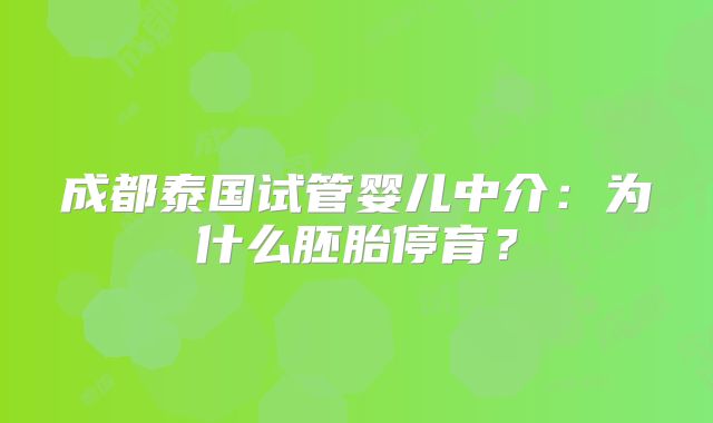 成都泰国试管婴儿中介:为什么胚胎停育?
