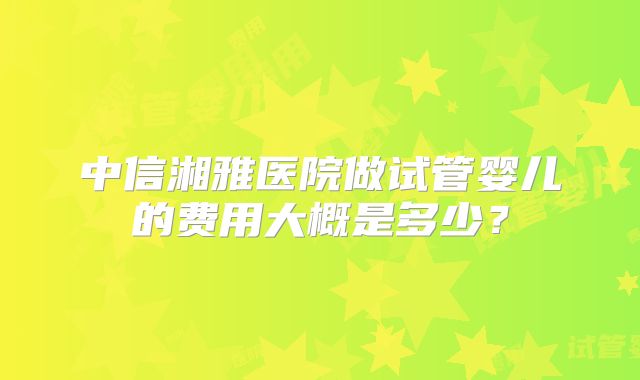 中信湘雅医院做试管婴儿的费用大概是多少？