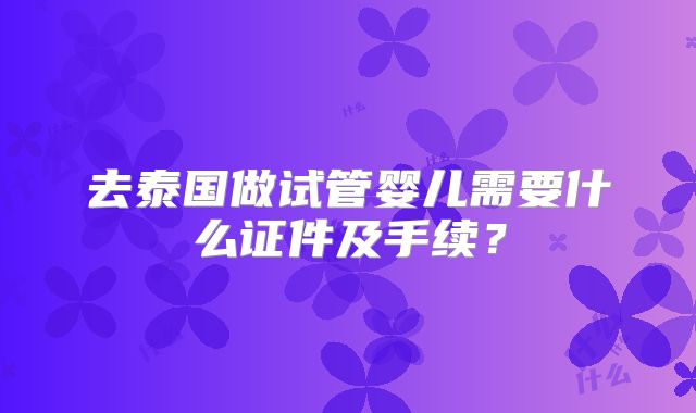 去泰国做试管婴儿需要什么证件及手续？