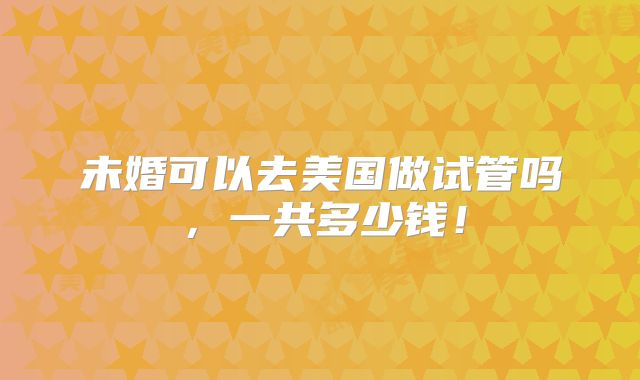 未婚可以去美国做试管吗,一共多少钱!