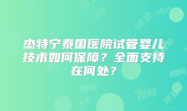 杰特宁泰国医院试管婴儿技术如何保障？全面支持在何处？