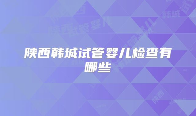 陕西韩城试管婴儿检查有哪些