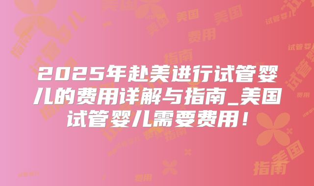 2025年赴美进行试管婴儿的费用详解与指南_美国试管婴儿需要费用！