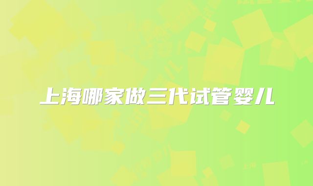 上海哪家做三代试管婴儿