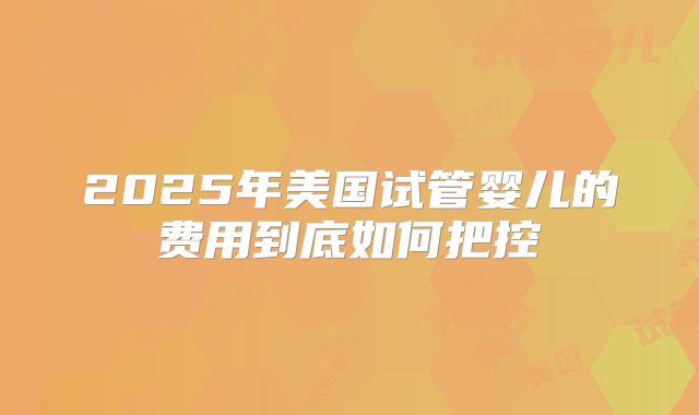 2025年美国试管婴儿的费用到底如何把控