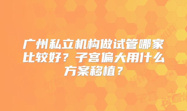 广州私立机构做试管哪家比较好？子宫偏大用什么方案移植？