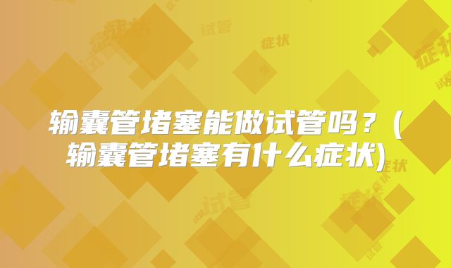 输囊管堵塞能做试管吗？(输囊管堵塞有什么症状)