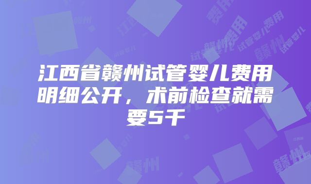 江西省赣州试管婴儿费用明细公开，术前检查就需要5千
