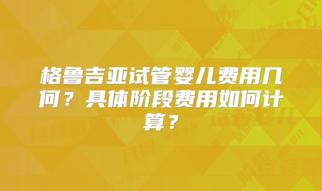格鲁吉亚试管婴儿费用几何？具体阶段费用如何计算？