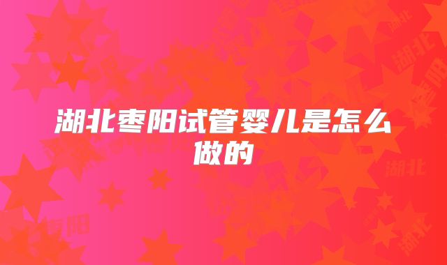 湖北枣阳试管婴儿是怎么做的