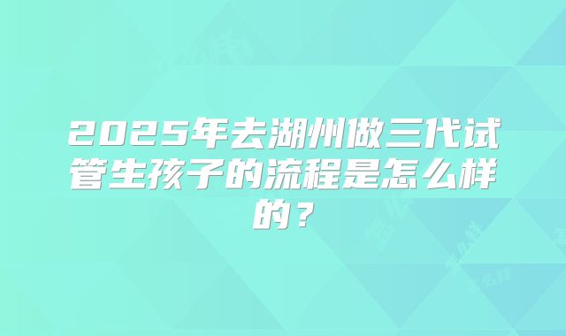 2025年去湖州做三代试管生孩子的流程是怎么样的？