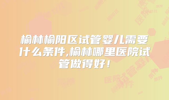 榆林榆阳区试管婴儿需要什么条件,榆林哪里医院试管做得好！