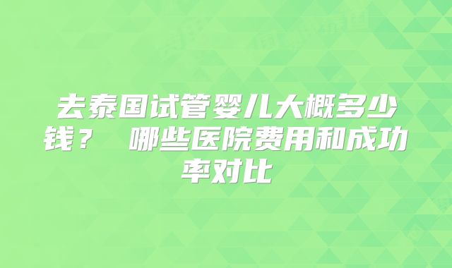 去泰国试管婴儿大概多少钱？ 哪些医院费用和成功率对比