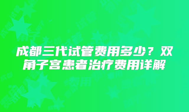成都三代试管费用多少？双角子宫患者治疗费用详解
