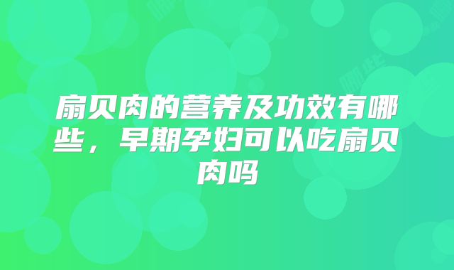 扇贝肉的营养及功效有哪些,早期孕妇可以吃扇贝肉吗