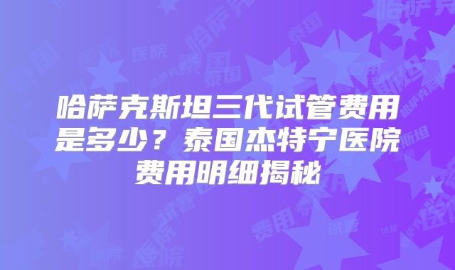 哈萨克斯坦三代试管费用是多少?泰国杰特宁医院费用明细揭秘