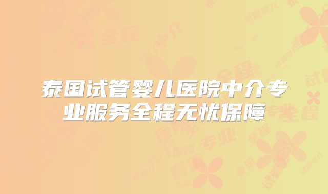 泰国试管婴儿医院中介专业服务全程无忧保障