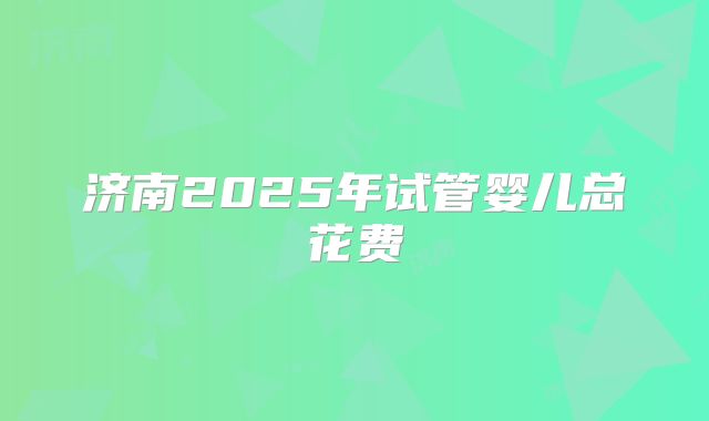 济南2025年试管婴儿总花费
