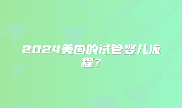 2024美国的试管婴儿流程?