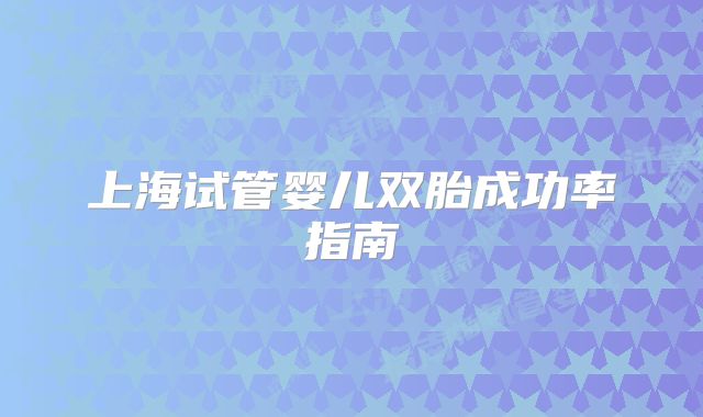 上海试管婴儿双胎成功率指南