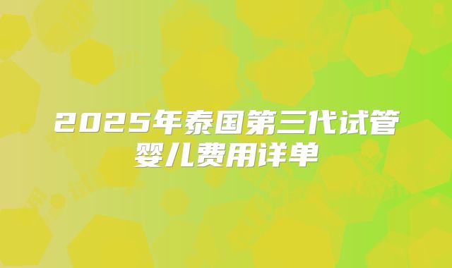 2025年泰国第三代试管婴儿费用详单