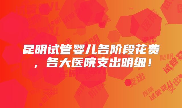 昆明试管婴儿各阶段花费,各大医院支出明细!