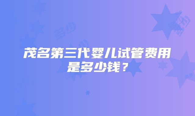 茂名第三代婴儿试管费用是多少钱?