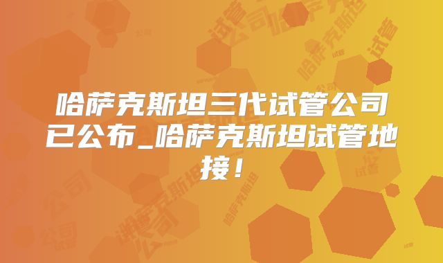 哈萨克斯坦三代试管公司已公布_哈萨克斯坦试管地接！