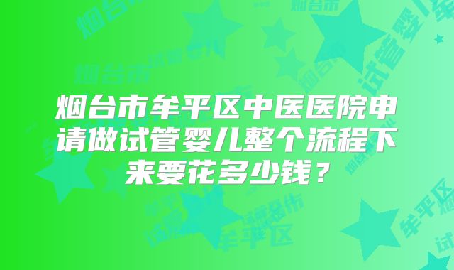 烟台市牟平区中医医院申请做试管婴儿整个流程下来要花多少钱?