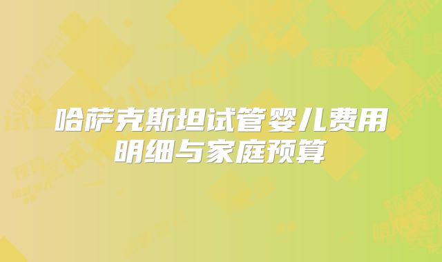 哈萨克斯坦试管婴儿费用明细与家庭预算