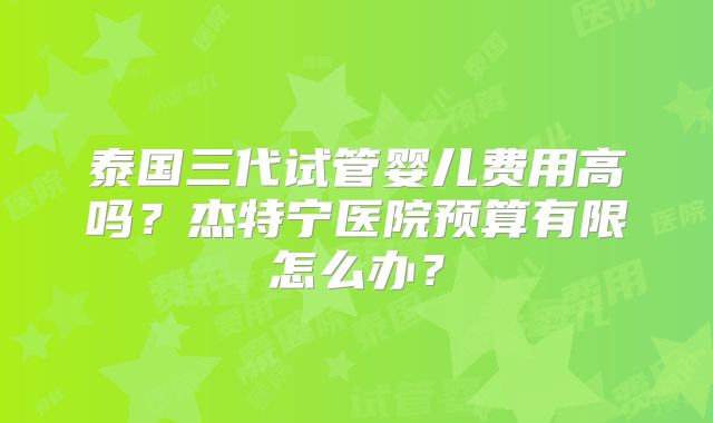泰国三代试管婴儿费用高吗？杰特宁医院预算有限怎么办？