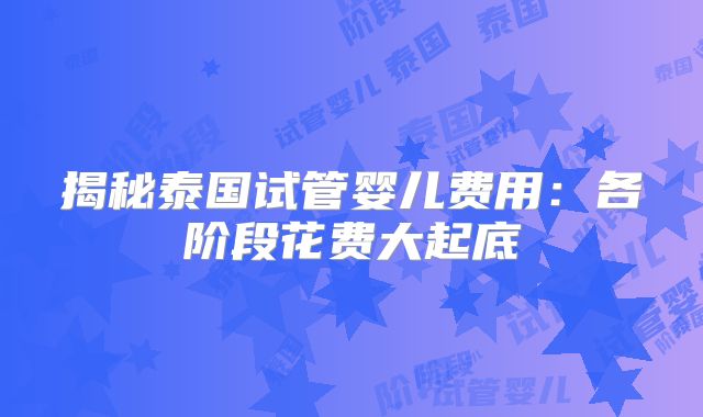 揭秘泰国试管婴儿费用：各阶段花费大起底