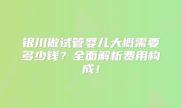 银川做试管婴儿大概需要多少钱？全面解析费用构成！