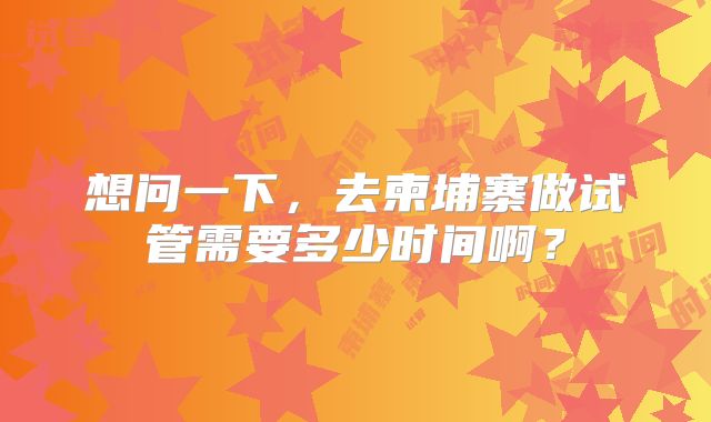 想问一下，去柬埔寨做试管需要多少时间啊？