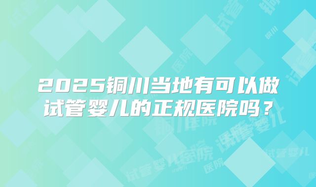 2025铜川当地有可以做试管婴儿的正规医院吗？