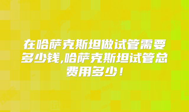 在哈萨克斯坦做试管需要多少钱,哈萨克斯坦试管总费用多少!