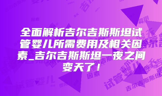 全面解析吉尔吉斯斯坦试管婴儿所需费用及相关因素_吉尔吉斯斯坦一夜之间变天了！