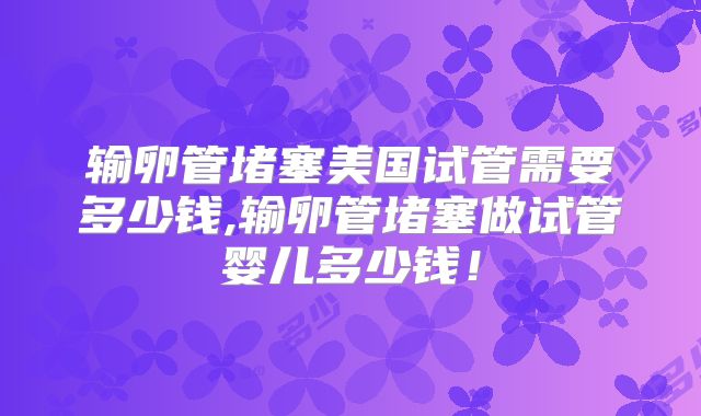 输卵管堵塞美国试管需要多少钱,输卵管堵塞做试管婴儿多少钱！