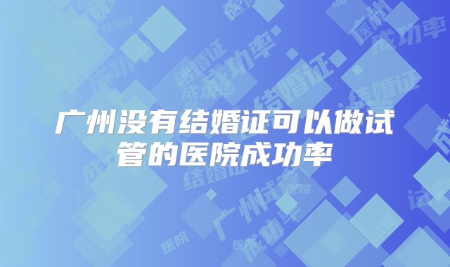 广州没有结婚证可以做试管的医院成功率
