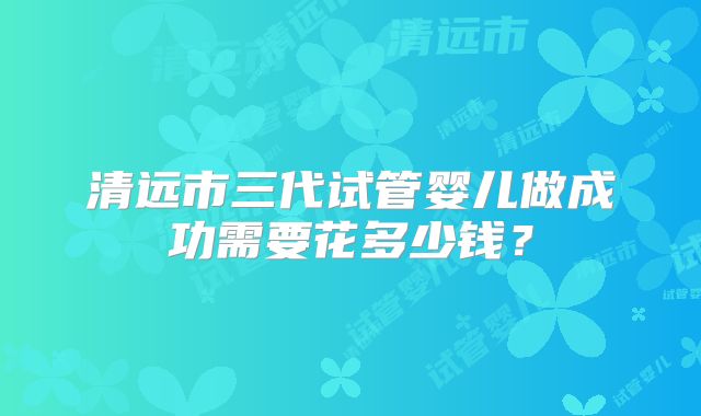 清远市三代试管婴儿做成功需要花多少钱?