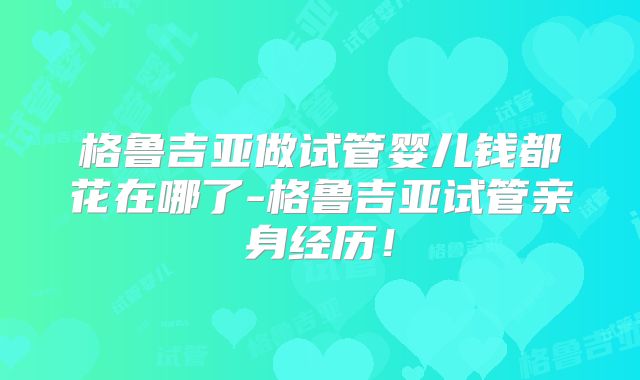 格鲁吉亚做试管婴儿钱都花在哪了-格鲁吉亚试管亲身经历!