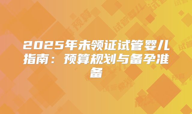 2025年未领证试管婴儿指南：预算规划与备孕准备